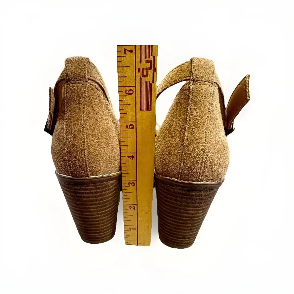 Crown Vintage Women’s Doriss Suede Wedge Pumps Tan Ankle Strap Heels Size 9.5 - Picture 2 of 7